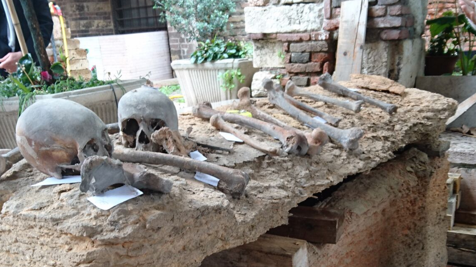 En el sarcófago encontrado en Verona, la cruz de los templarios fue tallada. Foto de Giampero Bagni.