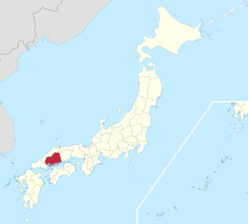 Map of Japan with Hiroshima marked in red. Photo from Wikipedia. 