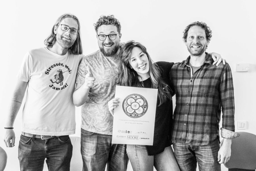 The organisers of the meeting. From left to right: Andrej Ondracka, Omaya Dudin, Núria Ros and Daniel J. Richter.