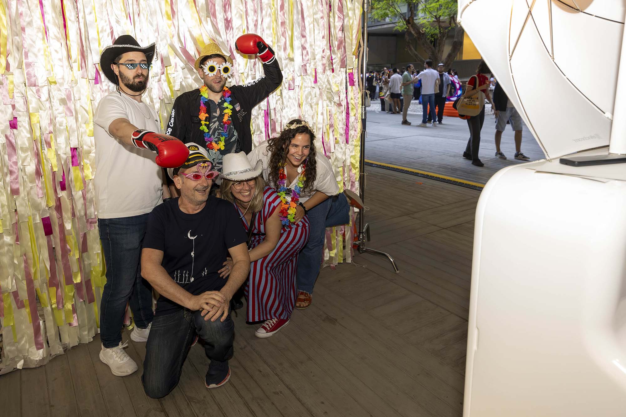 The PRBB community at the 20th-anniversary residents’ party, held in a beach-themed setting at the Park’s building. 